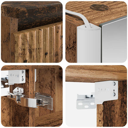 Badeværelsesskabsæt 5 pcs Gammelt træ 53 x 15,5 x 70 cm