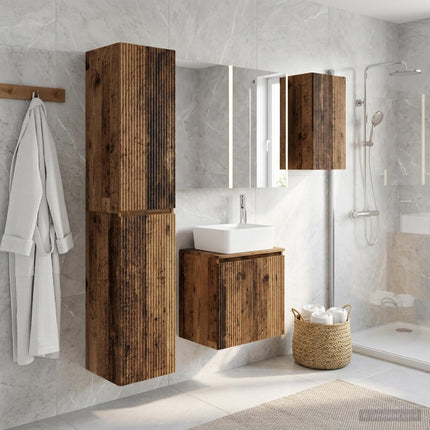 Badeværelsesskabsæt 5 pcs Gammelt træ 53 x 15,5 x 70 cm