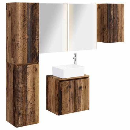 Badeværelsesskabsæt 5 pcs Gammelt træ 53 x 15,5 x 70 cm