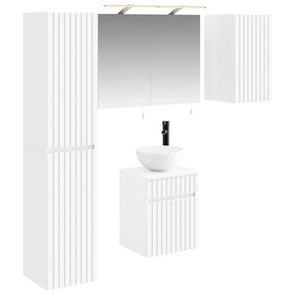 Badeværelsesskabsæt 5 pcs Hvid 40 x 10,5 x 60,5 cm