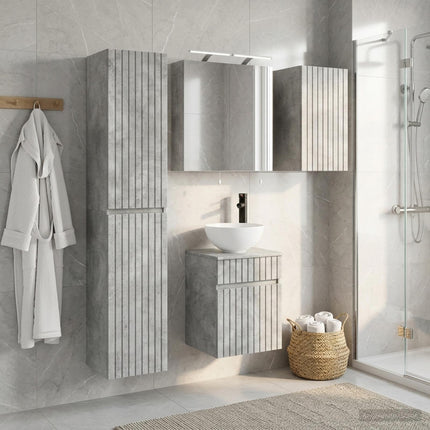 Badeværelsesskabsæt 5 pcs Betongrå 40 x 10,5 x 60,5 cm