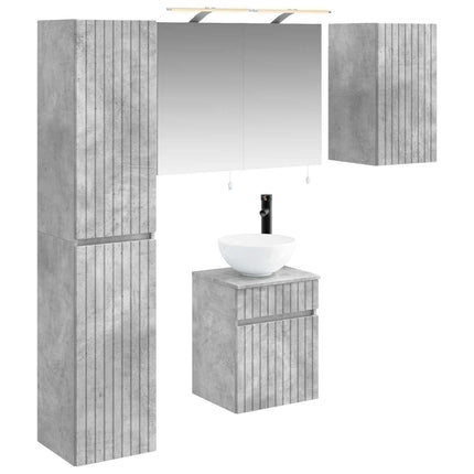 Badeværelsesskabsæt 5 pcs Betongrå 40 x 10,5 x 60,5 cm
