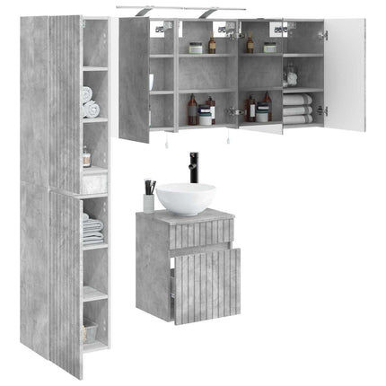 Badeværelsesskabsæt 5 pcs Betongrå 40 x 10,5 x 60,5 cm