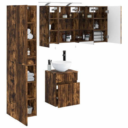 Badeværelsesskabsæt 5 pcs Røget eg 40 x 10,5 x 60,5 cm