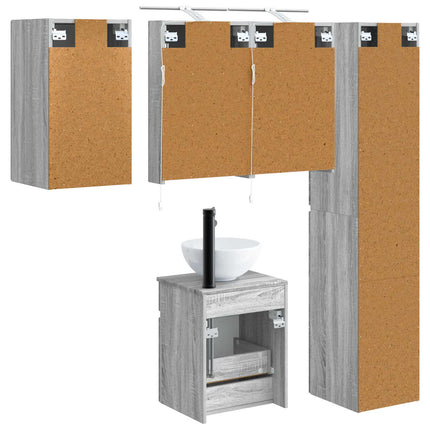 Badeværelsesskabsæt 5 pcs Grå Sonoma 40 x 10,5 x 60,5 cm