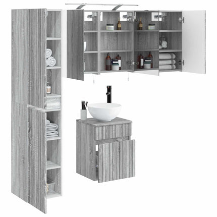 Badeværelsesskabsæt 5 pcs Grå Sonoma 40 x 10,5 x 60,5 cm