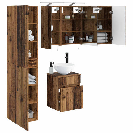 Badeværelsesskabsæt 5 pcs Gammelt træ 40 x 10,5 x 60,5 cm