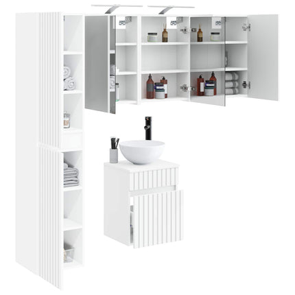 Badeværelsesskabsæt 5 pcs Hvid 43 x 16 x 62,5 cm