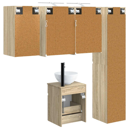 Badeværelsesskabsæt 5 pcs Sonoma-eg 43 x 16 x 62,5 cm