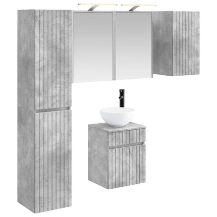 Badeværelsesskabsæt 5 pcs Betongrå 43 x 16 x 62,5 cm