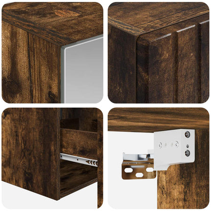 Badeværelsesskabsæt 5 pcs Røget eg 43 x 16 x 62,5 cm