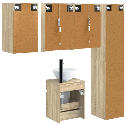 Badeværelsesskabsæt 5 pcs Sonoma-eg 43 x 11,5 x 60,5 cm