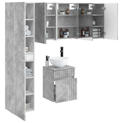 Badeværelsesskabsæt 5 pcs Betongrå 43 x 11,5 x 60,5 cm