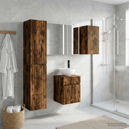 Badeværelsesskabsæt 5 pcs Røget eg 43 x 11,5 x 60,5 cm