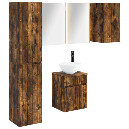 Badeværelsesskabsæt 5 pcs Røget eg 43 x 11,5 x 60,5 cm