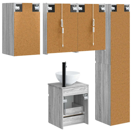 Badeværelsesskabsæt 5 pcs Grå Sonoma 43 x 11,5 x 60,5 cm