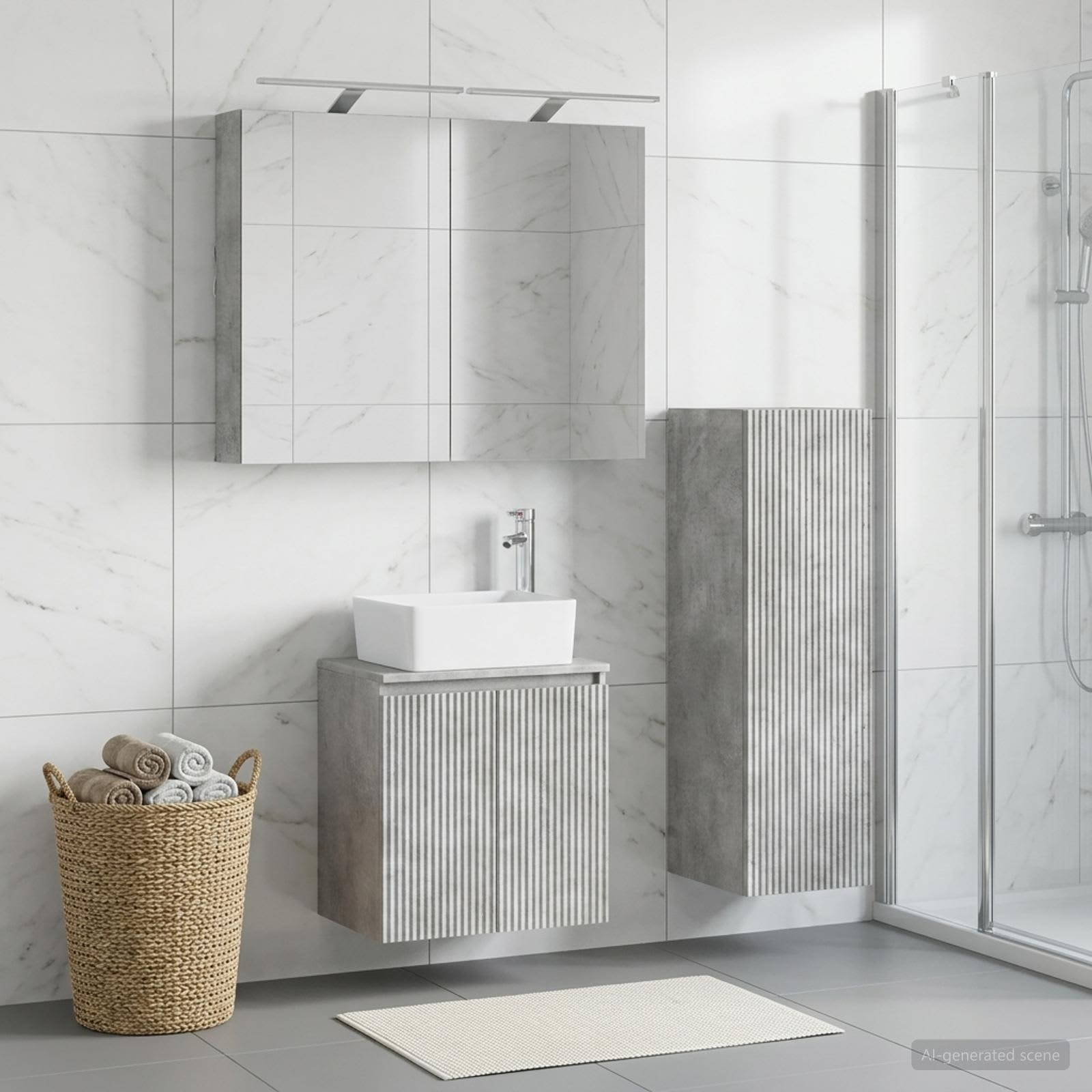 Badevrelsesmbel st 4 stk. Betongr Konstrueret tr og glas