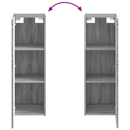 Badeværelsesmøbel sæt 4 stk. Grå Sonoma Konstrueret træ og glas