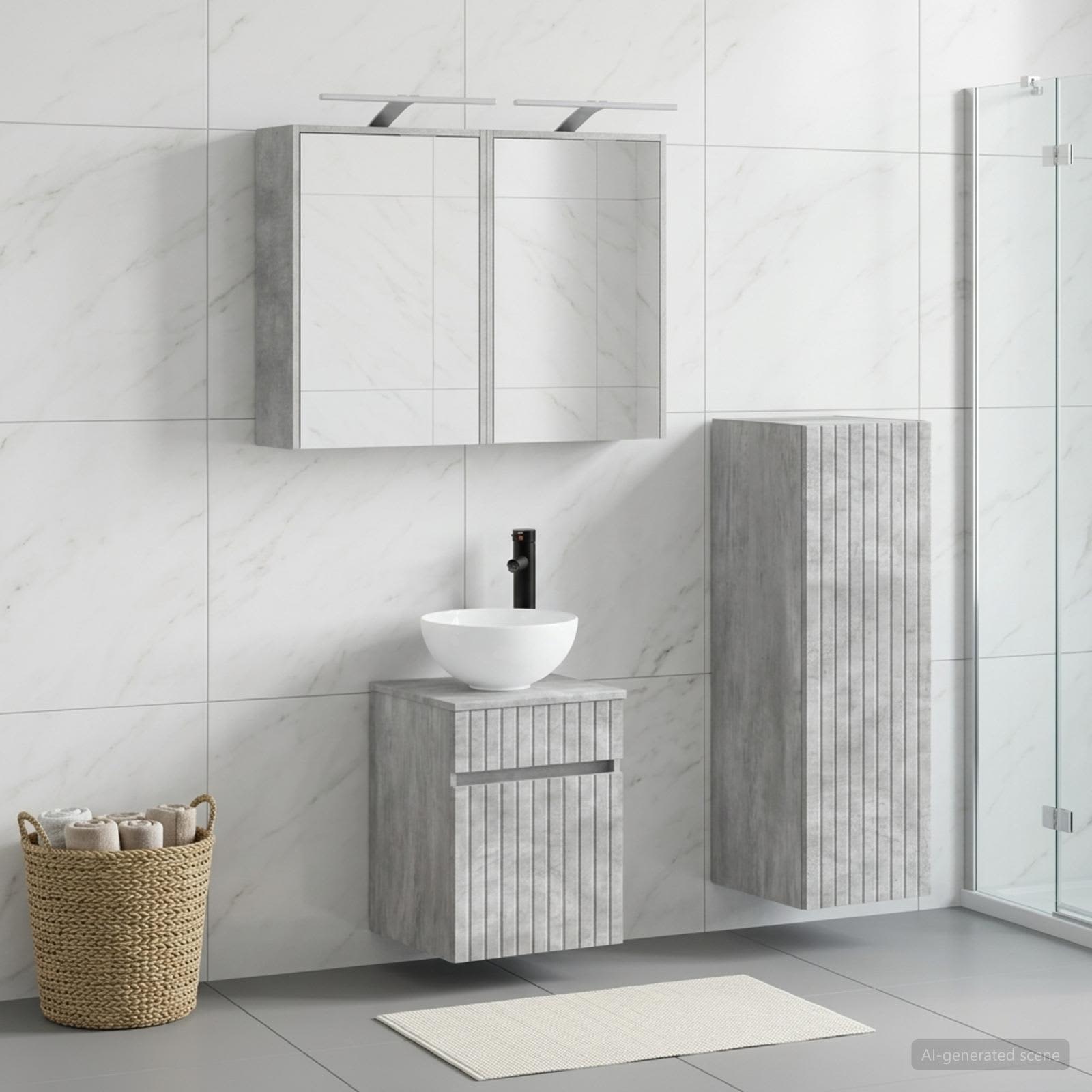 Badevrelsesmbel st 4 stk. Betongr Konstrueret tr og glas