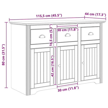 Sideboard BODO Honningbrun 115,5 x 44 x 80 cm Konstrueret træ
