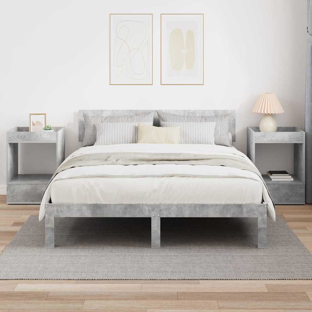 Endebord 2 pcs Beton Grå 40 x 40 x 56 cm Konstrueret træ