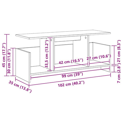 TV-bord 102 x 35 x 45 cm Røget eg Konstrueret træ