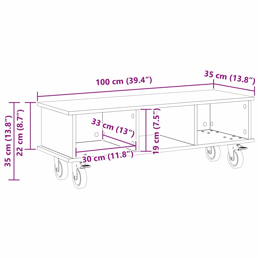 TV-bord Sort eg 100 x 35 x 35 cm Konstrueret træ