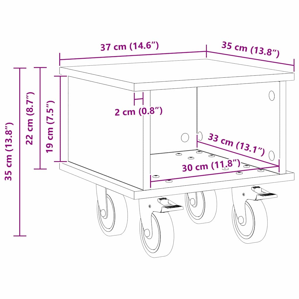 TV-bord Sort eg 37 x 35 x 35 cm Konstrueret træ