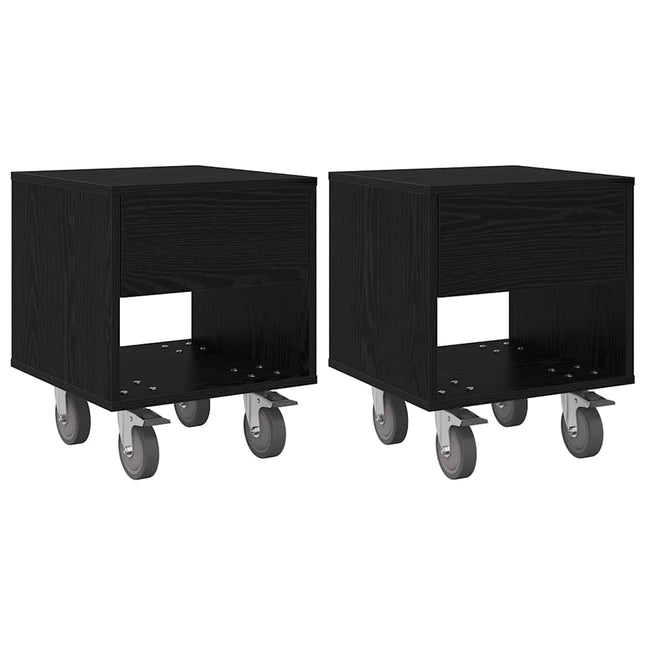Sengebord 2 stk. Sort eg 40,5 x 40 x 48 cm Konstrueret træ