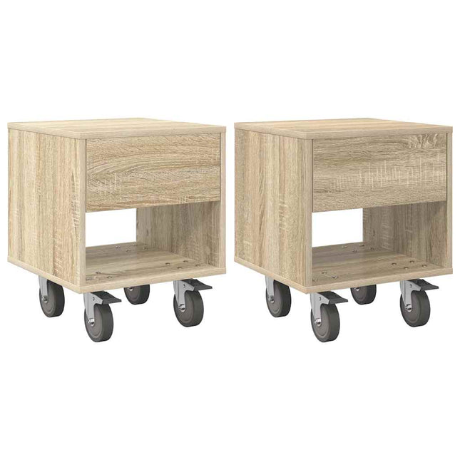 Sengebord 2 stk. Sonoma eg 40,5 x 40 x 48 cm Konstrueret træ