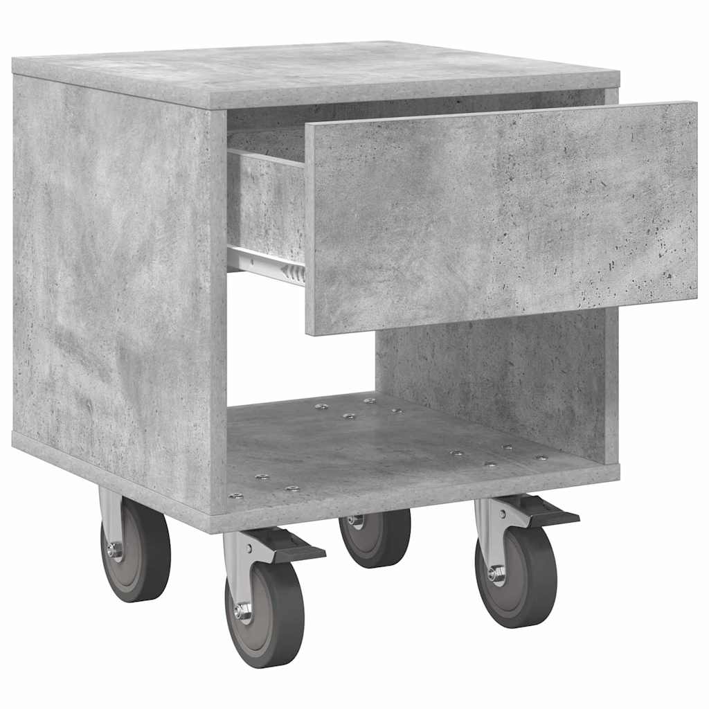 Sengebord 2 pcs Beton Grå 40,5 x 40 x 48 cm Konstrueret træ