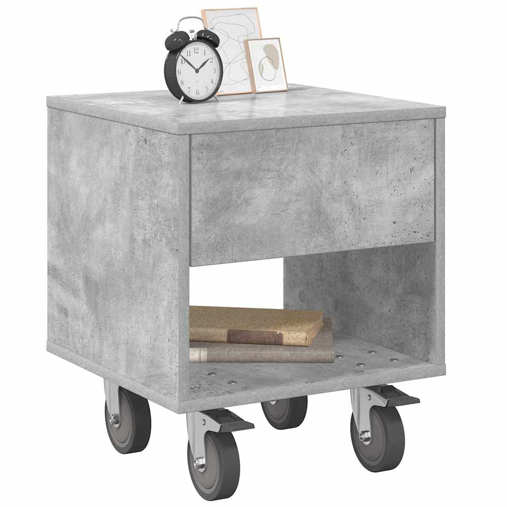 Sengebord 2 pcs Beton Grå 40,5 x 40 x 48 cm Konstrueret træ