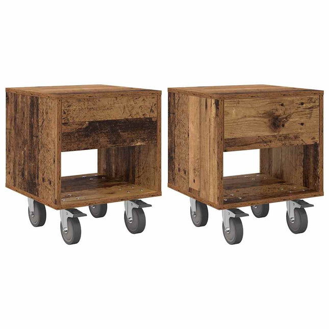 Sengebord 2 stk. Gammelt træ 40,5 x 40 x 48 cm Konstrueret træ