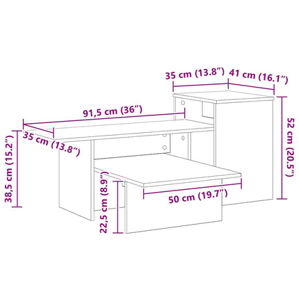 Konsolbord Beton Grå 91,5 x 35 x 38,5 cm Konstrueret træ