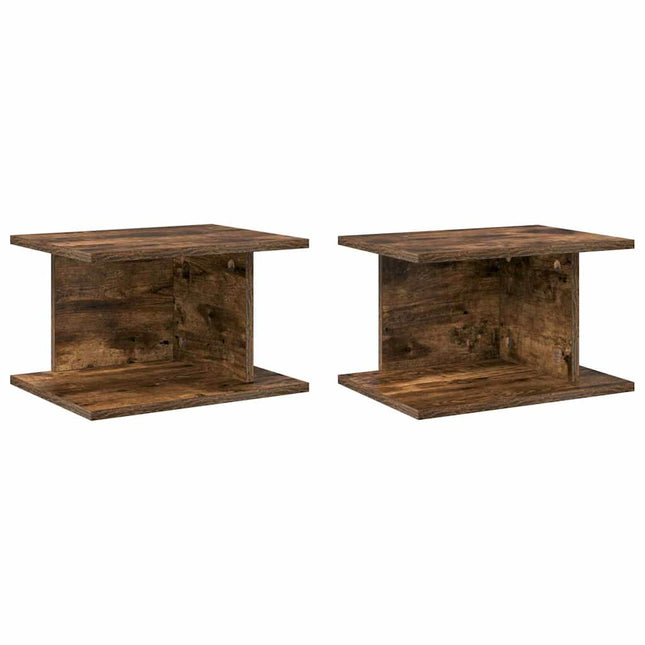 Sengebord 2 stk. Røget eg 40 x 30 x 25 cm Konstrueret træ
