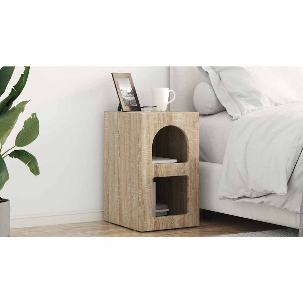 Sengebord 2 pcs Sonoma eg 29,5 x 33,5 x 50 cm Konstrueret træ