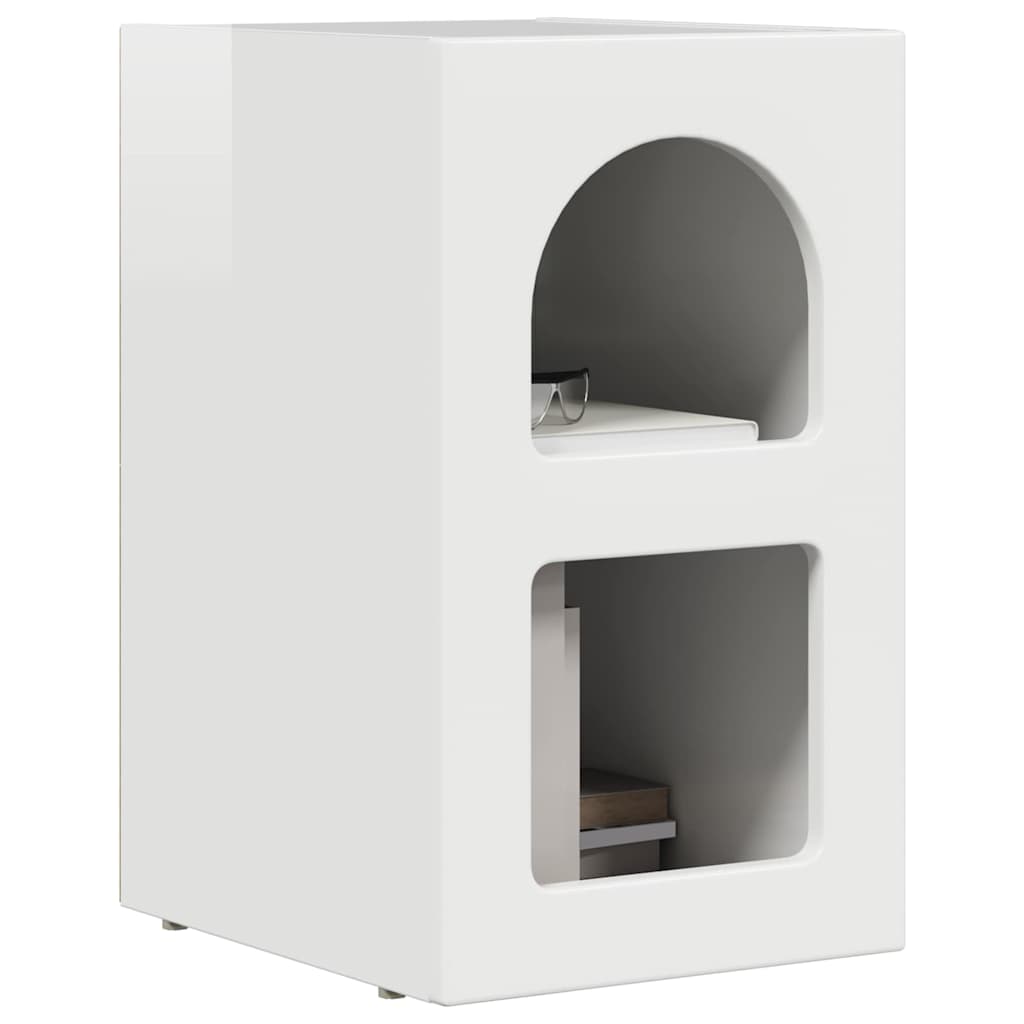 Sengebord Høj gloss hvid 29,5 x 33,5 x 50 cm Konstrueret træ