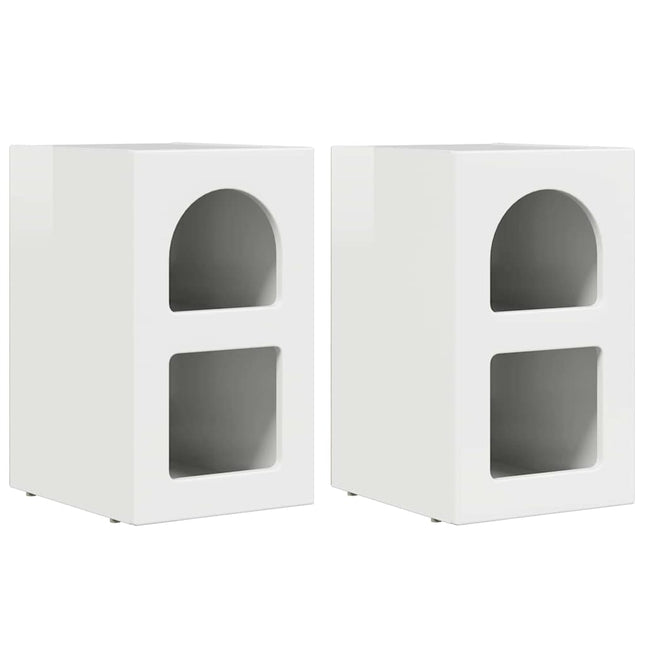 Sengebord ELST 2 stk. Høj gloss hvid 29,5 x 33,5 x 50 cm
