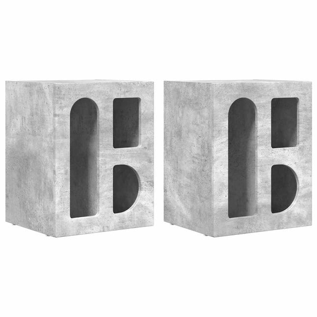 Sengebord ELST 2 stk. Beton Grå 40 x 35 x 50 cm Konstrueret træ