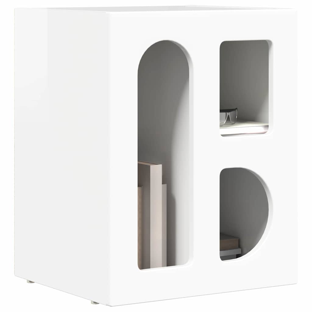 Sengebord 2 pcs Høj gloss hvid 40 x 35 x 50 cm Konstrueret træ
