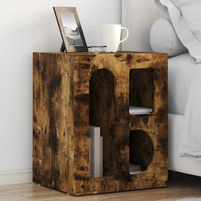 Sengebord ELST 2 stk. Røget eg 40 x 35 x 50 cm Konstrueret træ