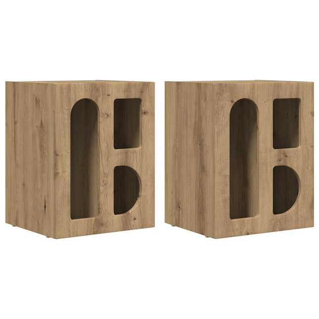 Sengebord ELST 2 stk. Artisan Egetræ 40 x 35 x 50 cm