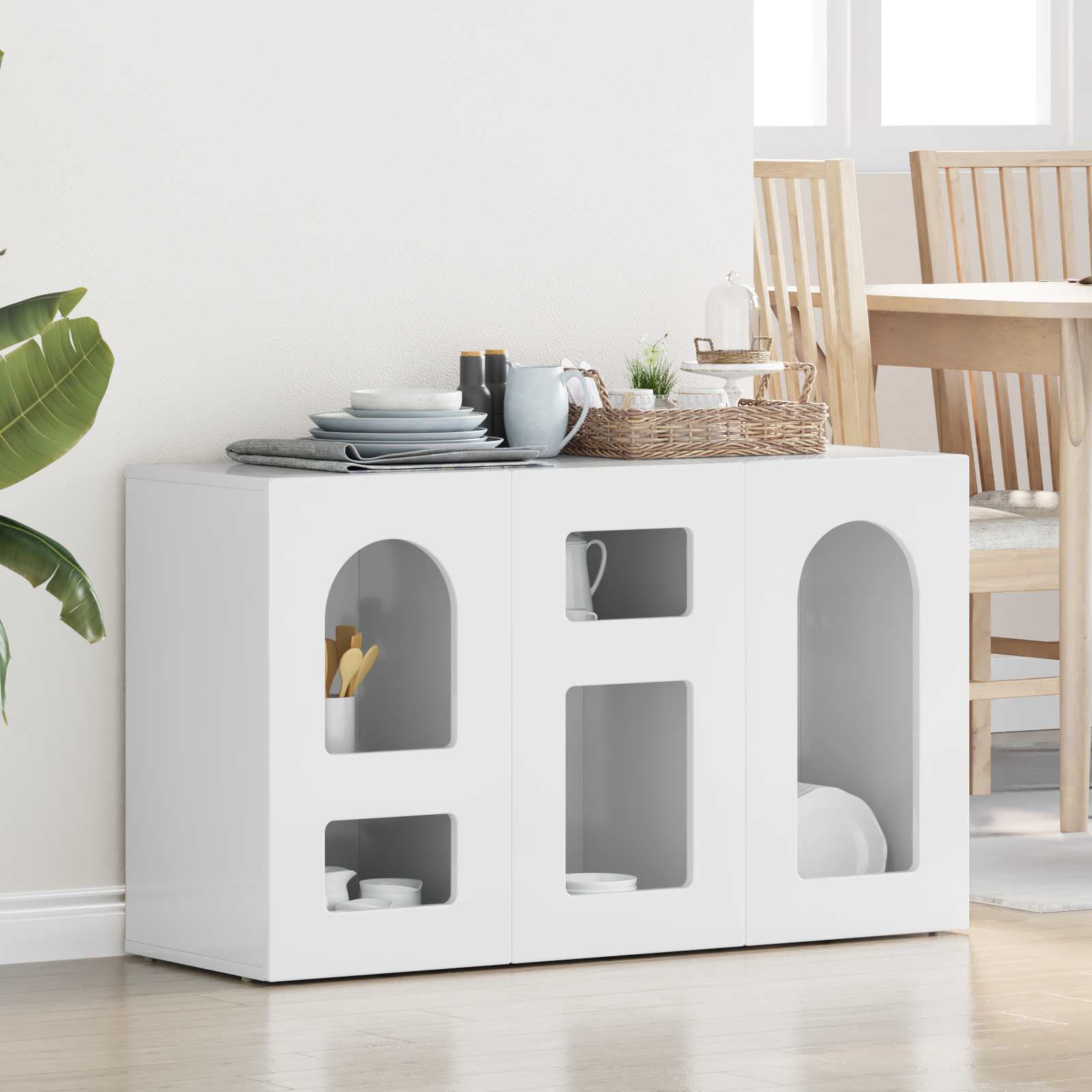 Sideboard Høj gloss hvid 100 x 35 x 59 cm Konstrueret træ