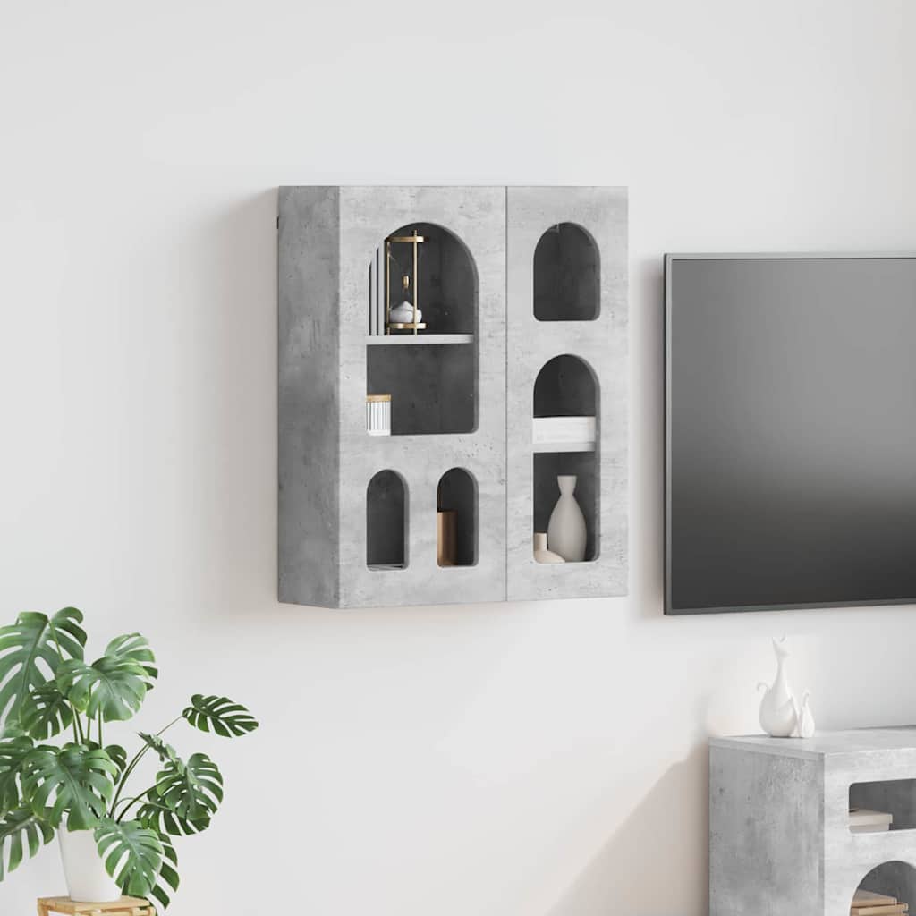 Hængeskab med hylde Beton Grå 59 x 20 x 71.5 cm Konstrueret træ