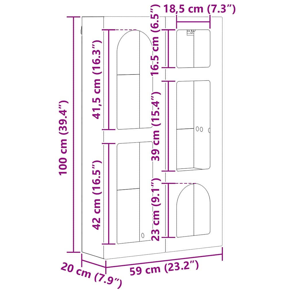 Hængeskab med hylde Sort 59 x 20 x 100 cm Konstrueret træ