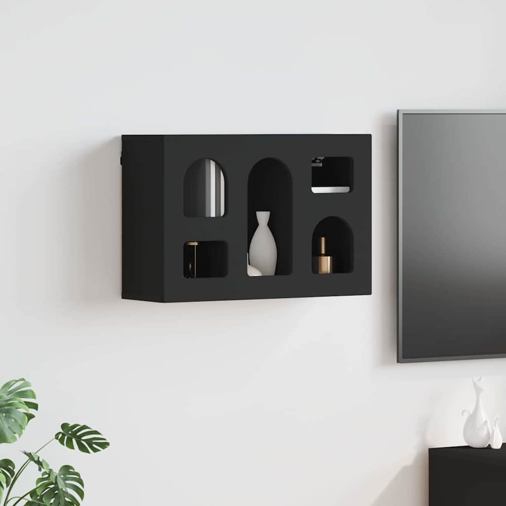 Hængeskab med hylde Sort 60 x 20 x 40 cm Konstrueret træ