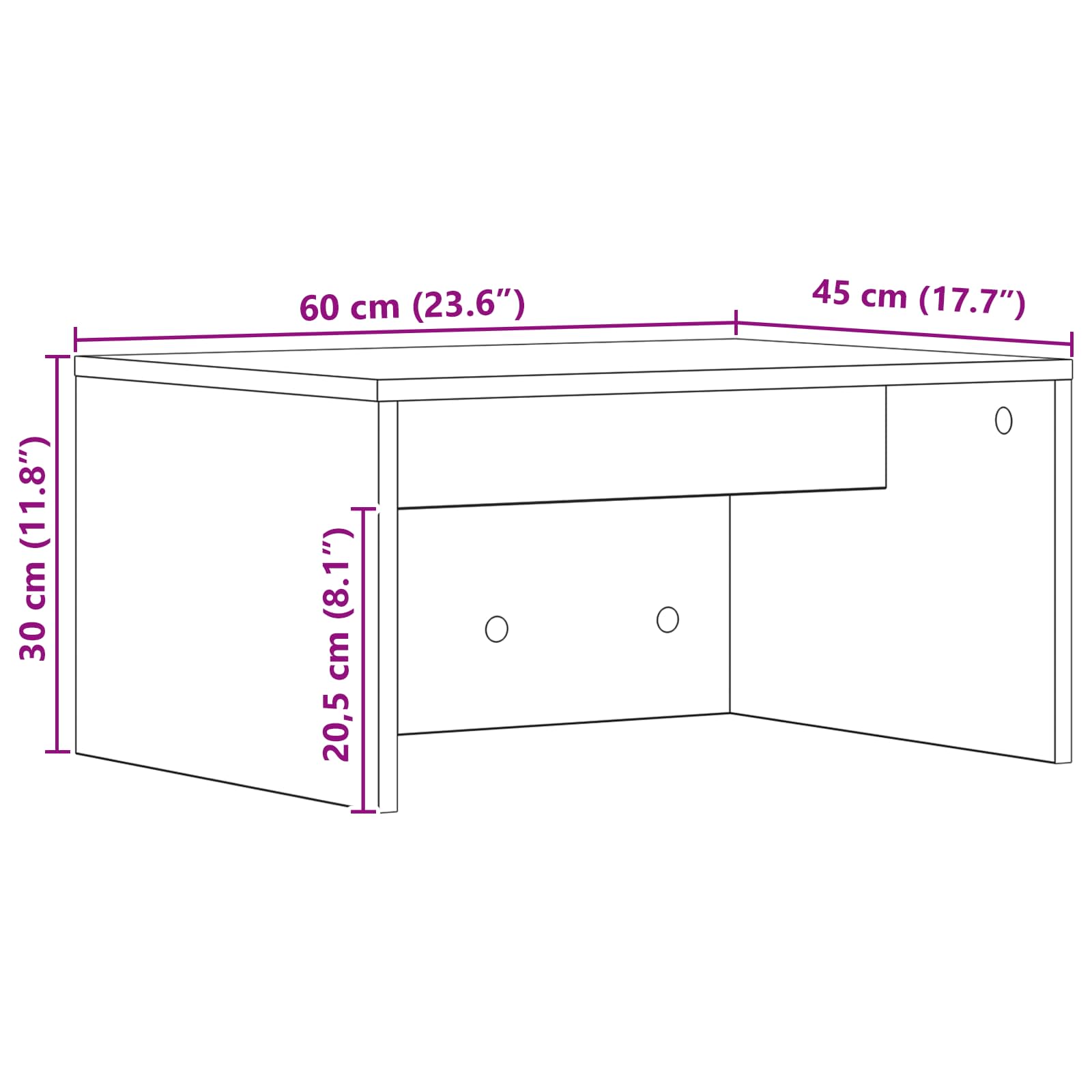 Væghængt skrivebord Sonoma eg 60 x 45 x 30 cm Konstrueret træ