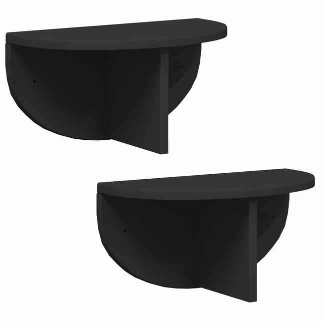 Væghylde Vægmonteret 2 pcs Sort 38 x 19 x 19 cm Konstrueret træ