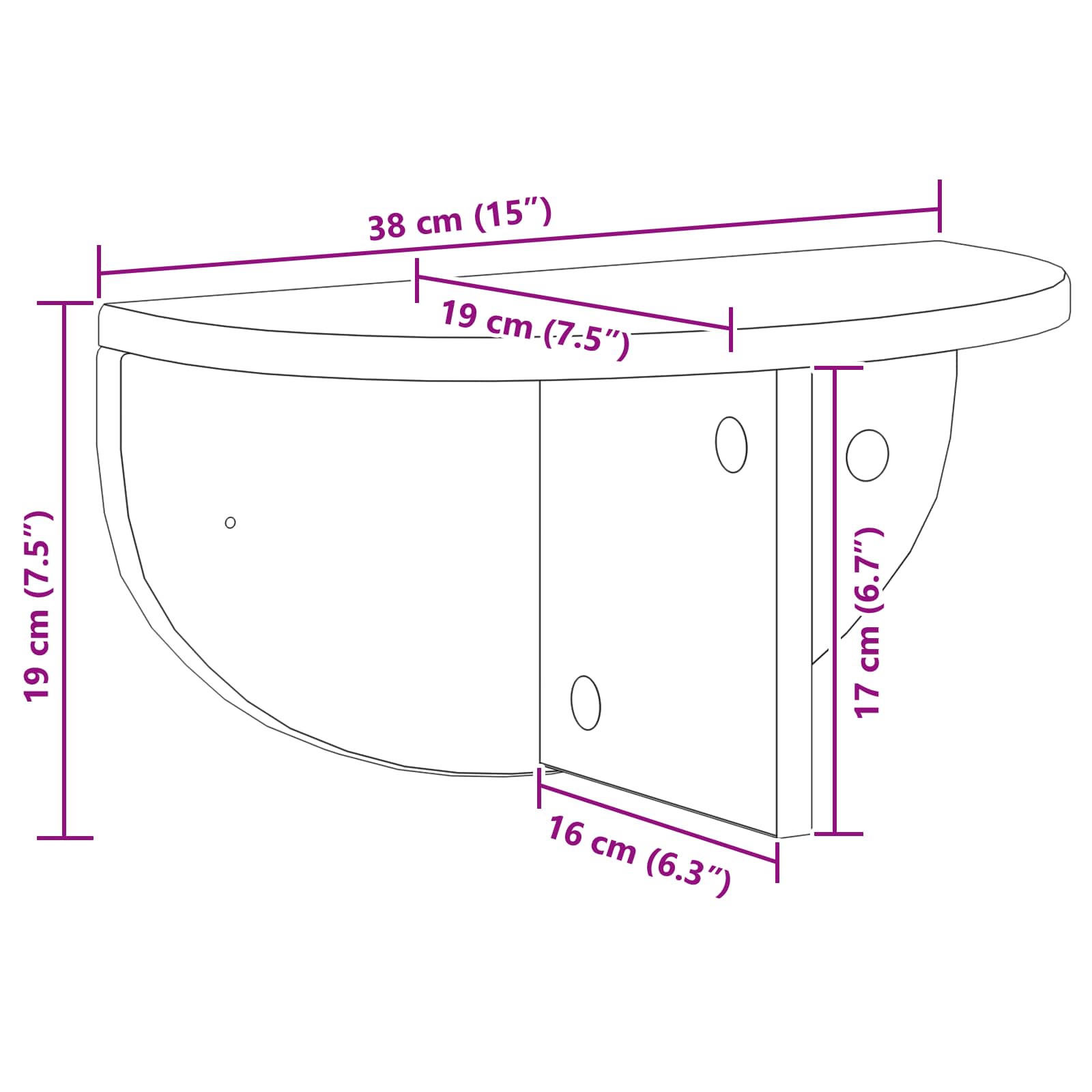 Væghylde Vægmonteret Sonoma eg 38 x 19 x 19 cm Konstrueret træ