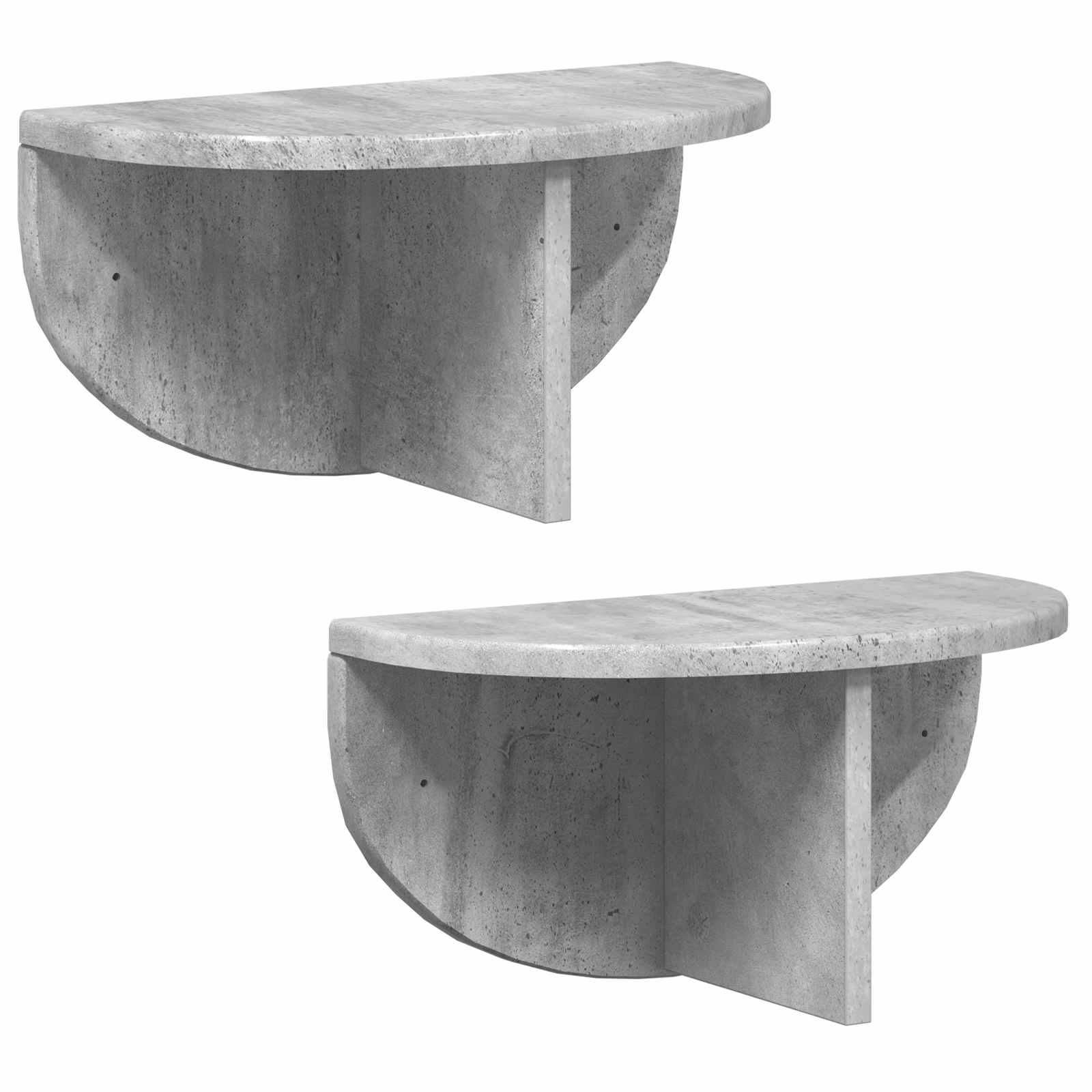 Væghylde 2 pcs Beton Grå 38 x 19 x 19 cm Konstrueret træ